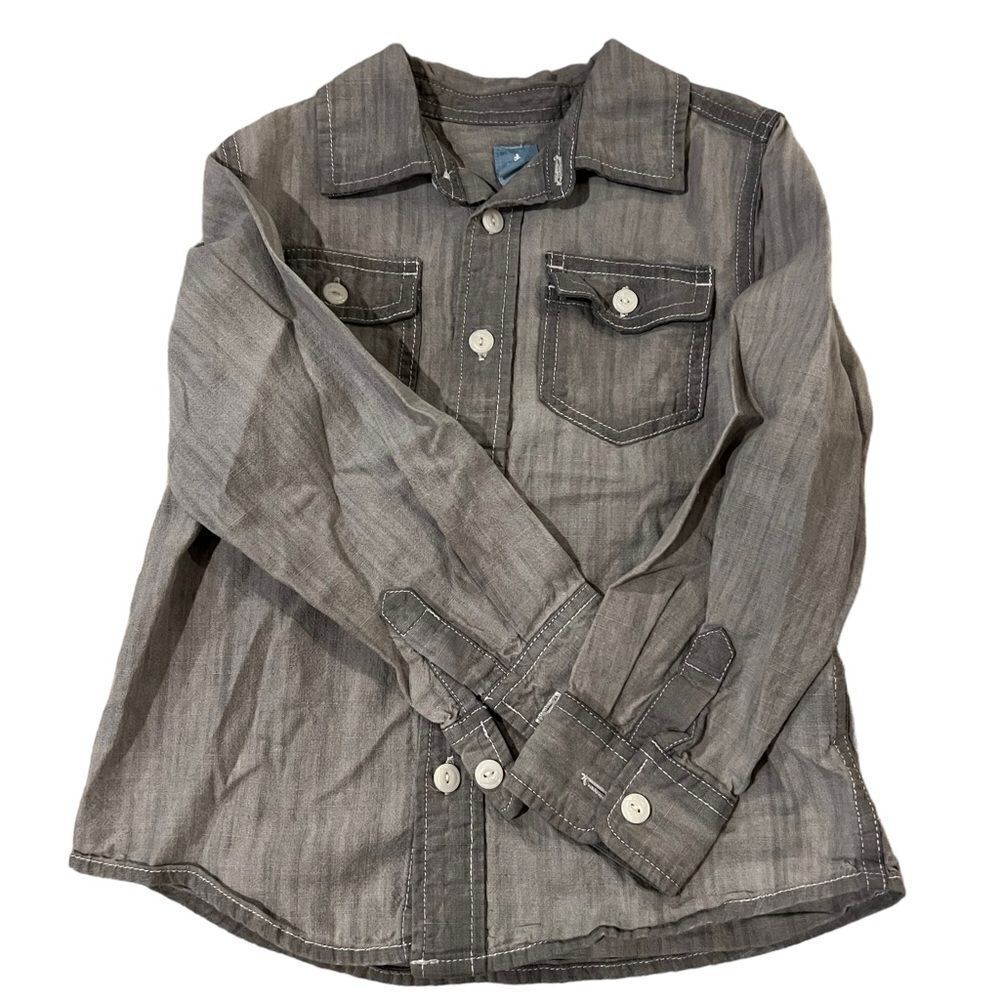 Baby Gap grey denim long sleeved button shirt size 5